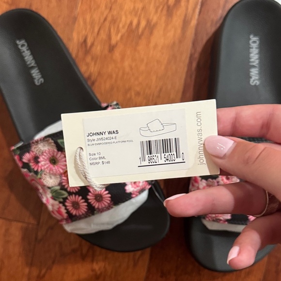 Johnny Was Bloom Platform Pool Slides 10 NWT - Picture 2 of 4